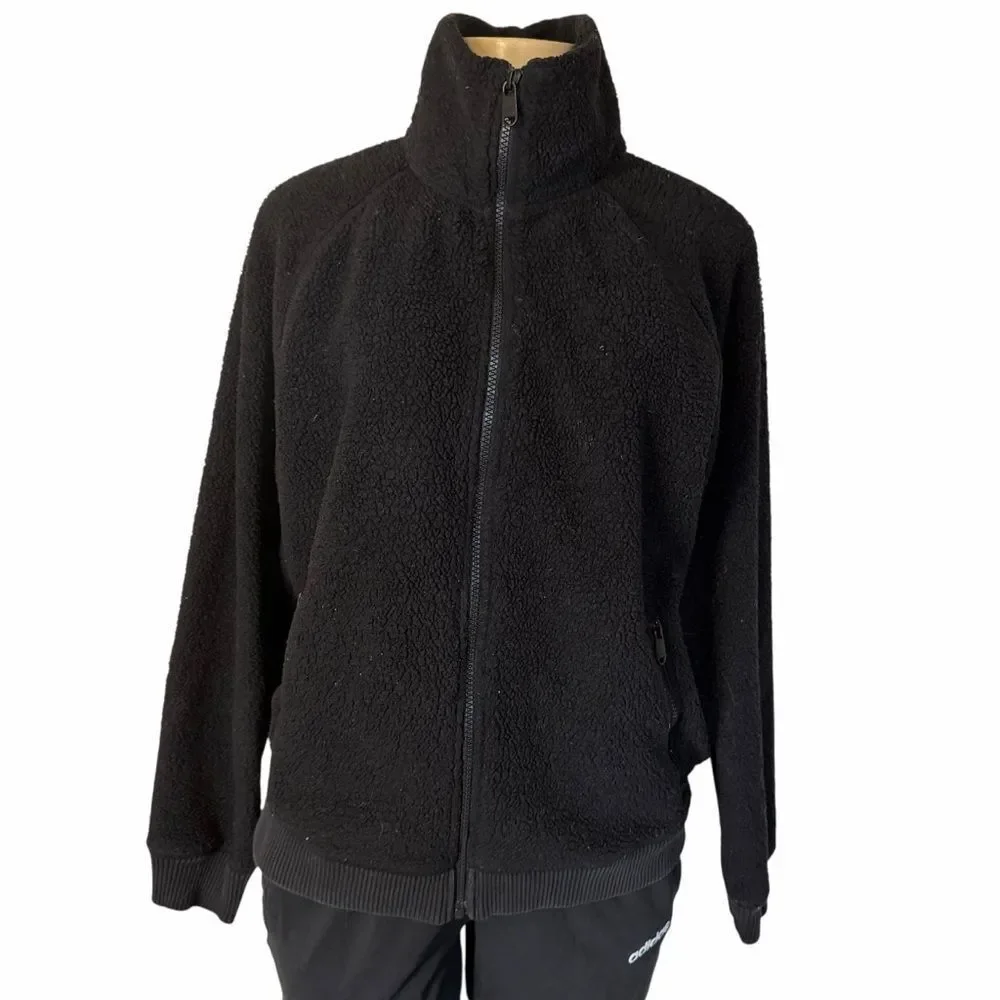 Athleta Tugga Sherpa full zip Teddy black Jacket zip pockets small